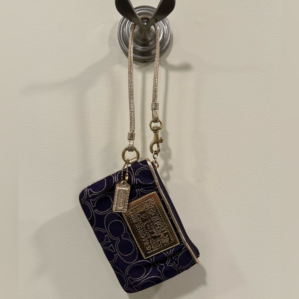 Coach Poppy Purple and Gold Wristlet